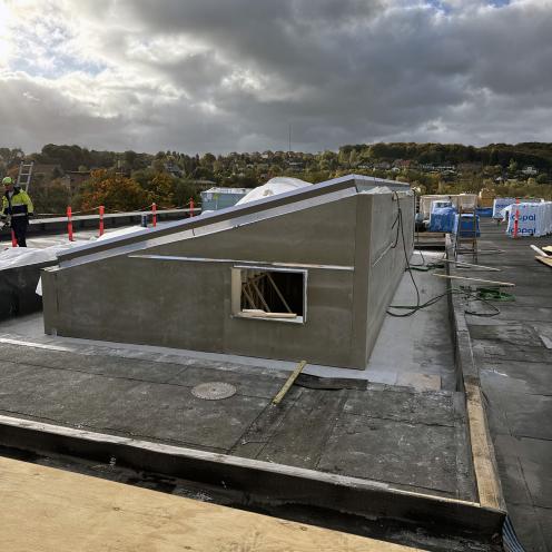 Ovenlysvinduet placeret på taget af det gamle bibliotek.